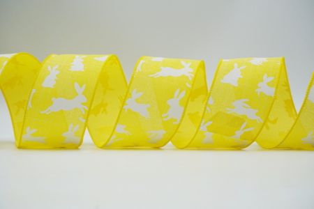 Decorated Easter Wired Ribbon_KF6864GC-6-6_Yellow